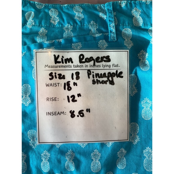 Kim Rogers 18 Golf Shorts Pineapple Print Casual Turquoise Blue Shorts - Picture 8 of 8